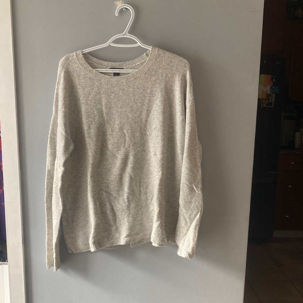 Halogen Heathered Beige Crewneck Sweater